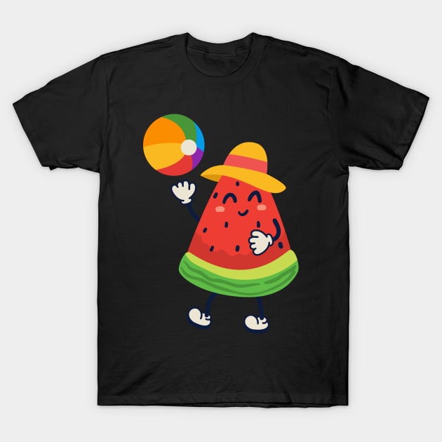 Cute Watermelon Playing Volleyball T-Shirt by Swagmart